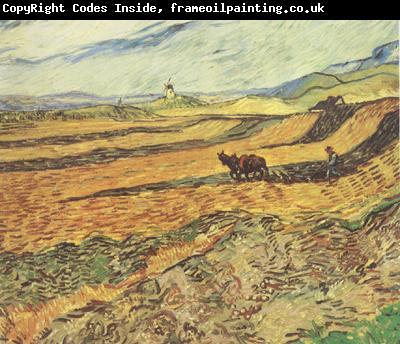 Vincent Van Gogh Field with Ploughman and Mill (nn04)